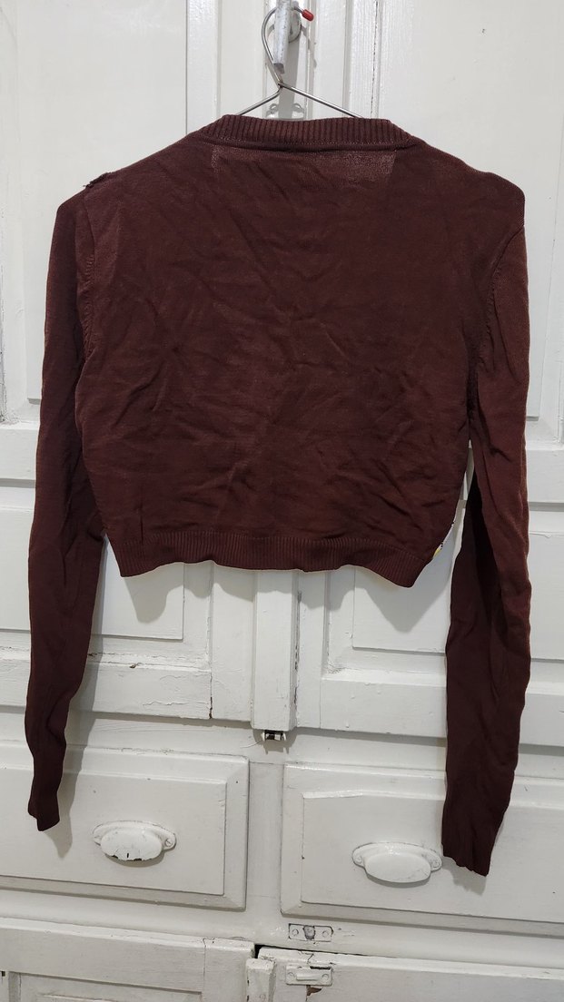 Uzun Kollu Ekose Desenli Bolero - Görsel 4