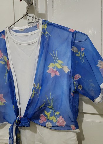 Kız Çocuk Mavi Desenli Bolero - Görsel 4