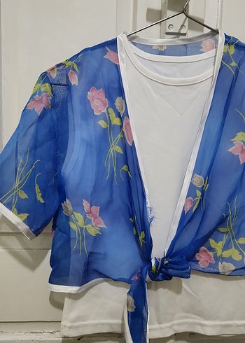 Kız Çocuk Mavi Desenli Bolero - Görsel 3