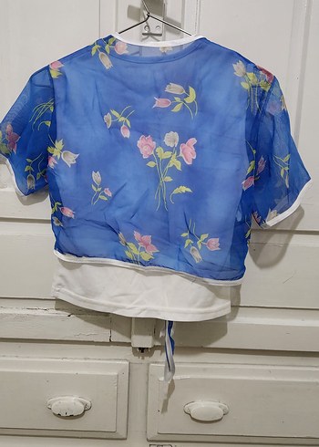 Kız Çocuk Mavi Desenli Bolero - Görsel 5