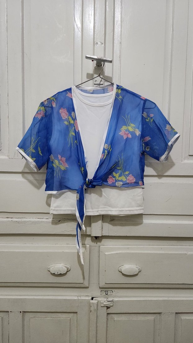 Kız Çocuk Mavi Desenli Bolero - Görsel 2