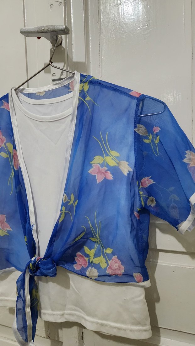 Kız Çocuk Mavi Desenli Bolero - Görsel 4