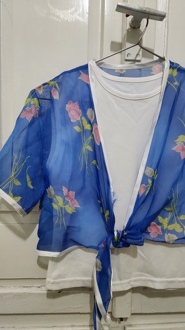 Kız Çocuk Mavi Desenli Bolero - Görsel 3