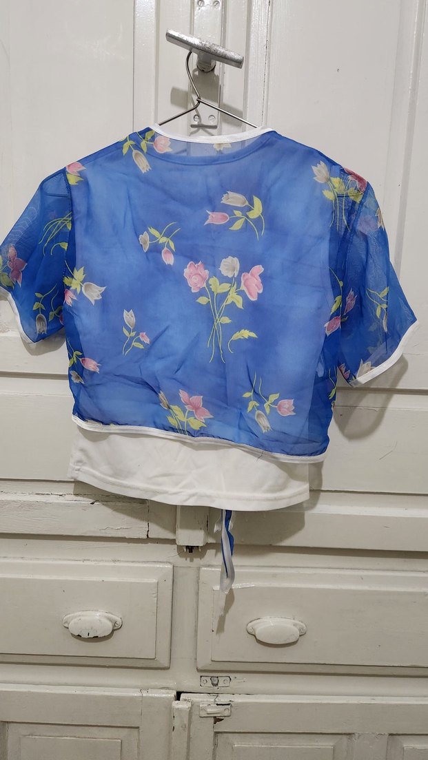 Kız Çocuk Mavi Desenli Bolero - Görsel 5