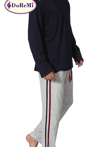 Gri Erkek Uzun Kollu Rahat Pijama Takımı - Görsel 7