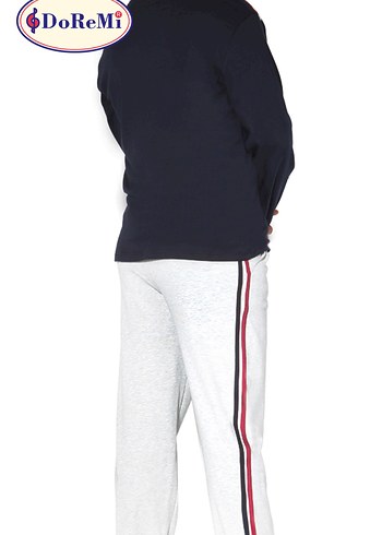 Gri Erkek Uzun Kollu Rahat Pijama Takımı - Görsel 4