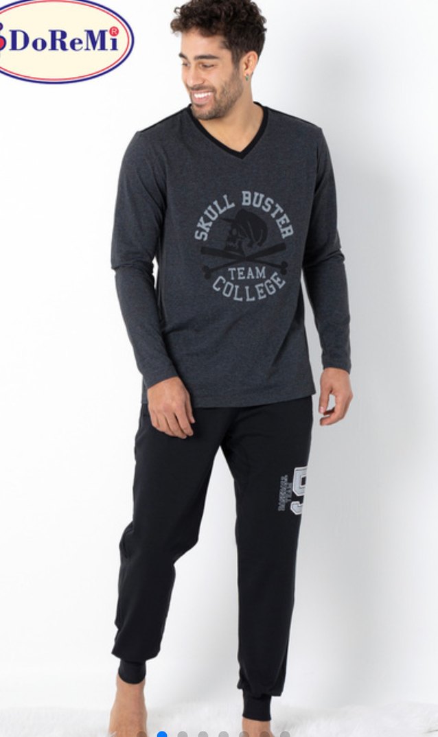 Gri Uzun Kollu Erkek Pijama Takımı - Görsel 2