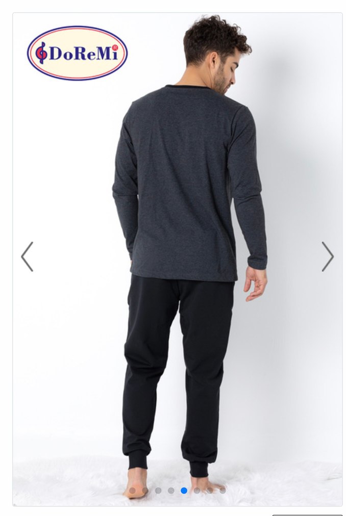 Gri Uzun Kollu Erkek Pijama Takımı - Görsel 4