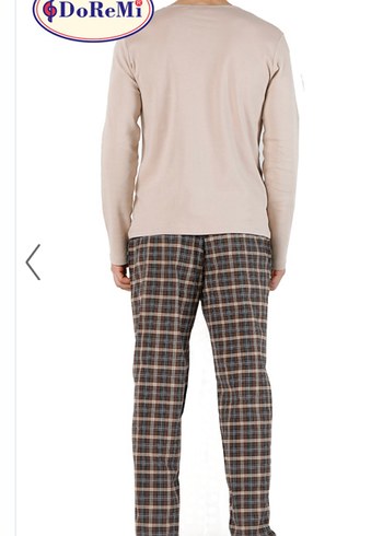 Düğmeli Kahverengi Gri Erkek Pijama Takımı - Görsel 3