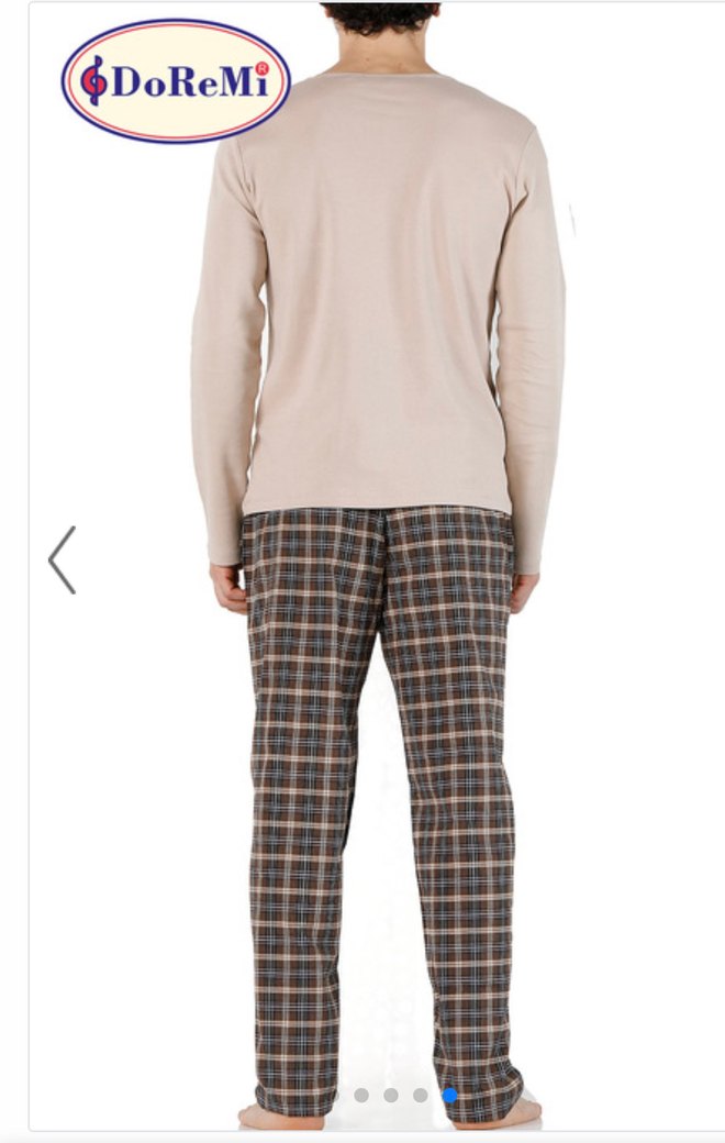 Düğmeli Kahverengi Gri Erkek Pijama Takımı - Görsel 3