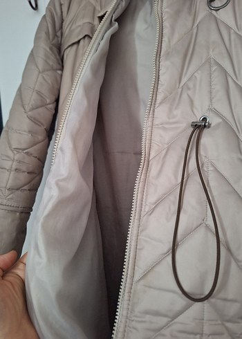 Bej Uzun Kadın Kışlık Mont - Görsel 3