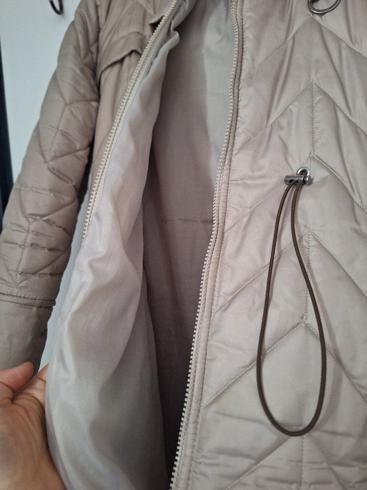 Bej Uzun Kadın Kışlık Mont - Görsel 3