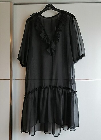 H&M uzun siyah tül elbise