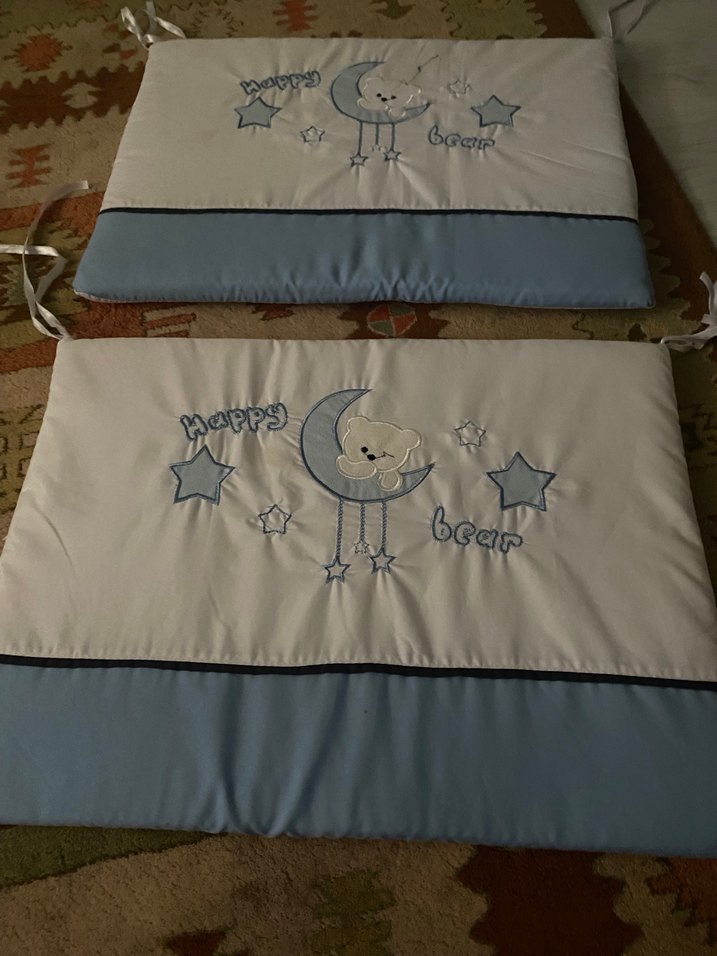 Nakışlı Mavi Pamuklu Bebek Uyku Aksesuarı - Görsel 3