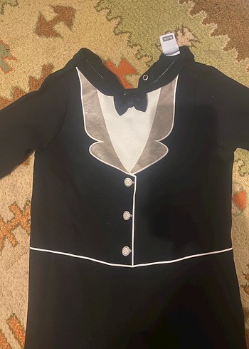 2 Yaş Beden siyah Renk Düğmeli Siyah Goth Bebek Tulumu