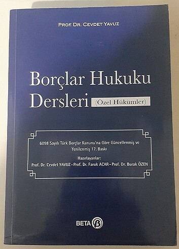 Cevdet Yavuz Borçlar Hukuku Özel Hükümler 