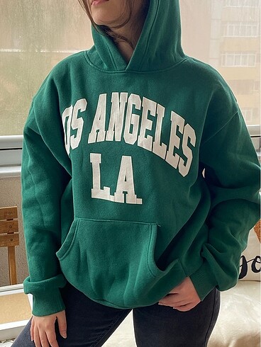 Diğer Yeşil üç iplik kapüşonlu sweatshirt