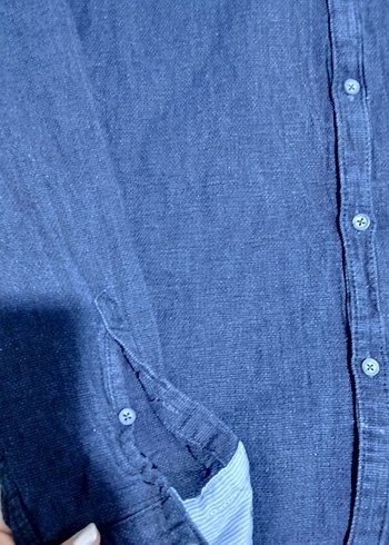 Erkek Lacivert Denim Gömlek Uzun Kollu - Görsel 2