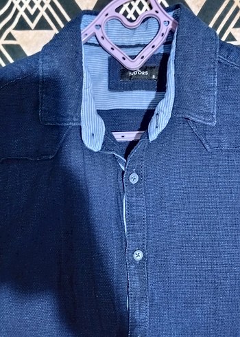 Erkek Lacivert Denim Gömlek Uzun Kollu - Görsel 3