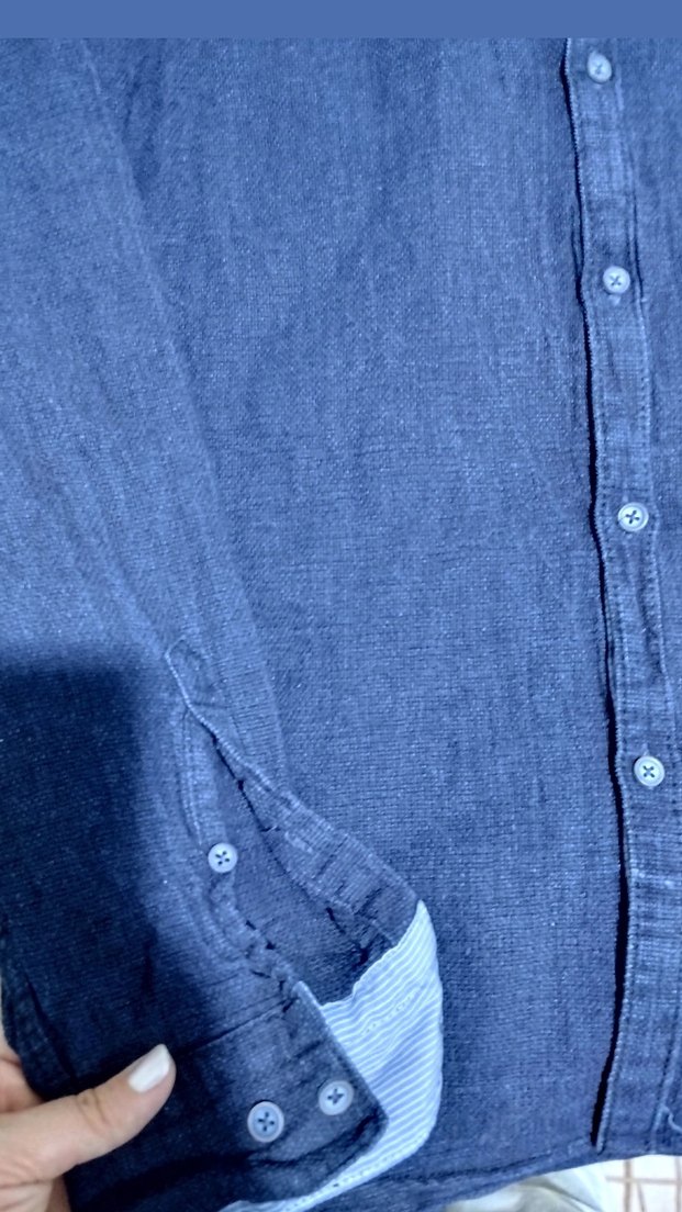 Erkek Lacivert Denim Gömlek Uzun Kollu - Görsel 2