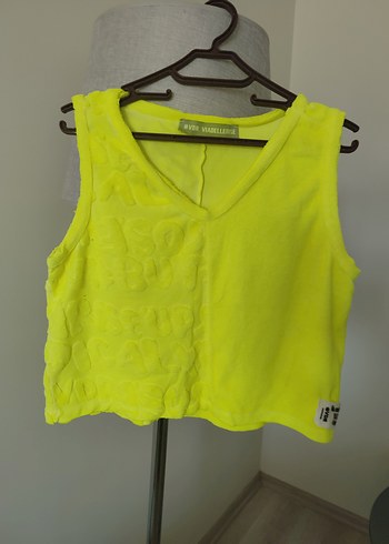 vdr neon sarı havlu kumaş bluz