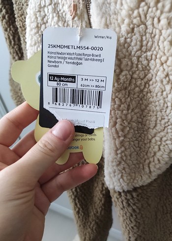 midimod Kahverengi Peluş Bebek Tulumu - Görsel 3