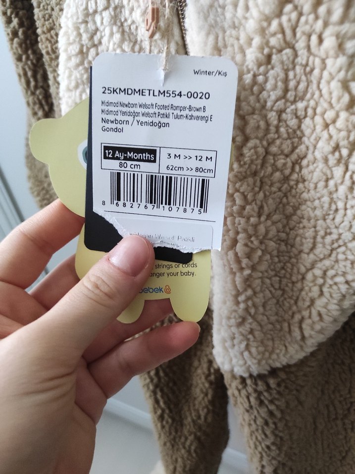 midimod Kahverengi Peluş Bebek Tulumu - Görsel 3