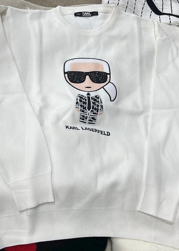 Karl Lagerfeld Beyaz Pamuklu Sweatshirt