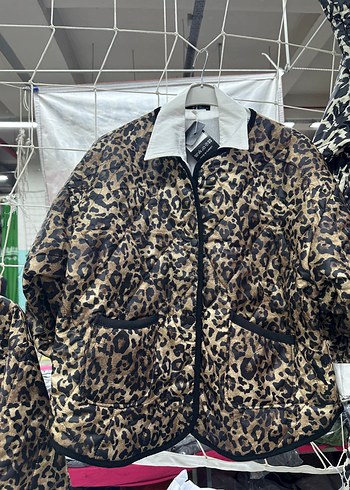 Leopar Desenli Kadın Midi Ceket