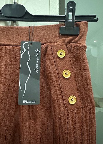 Adil Işık marka Düğmeli Kahverengi Uzun Triko Etek - Görsel 3