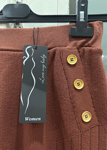 Adil Işık marka Düğmeli Kahverengi Uzun Triko Etek - Görsel 2