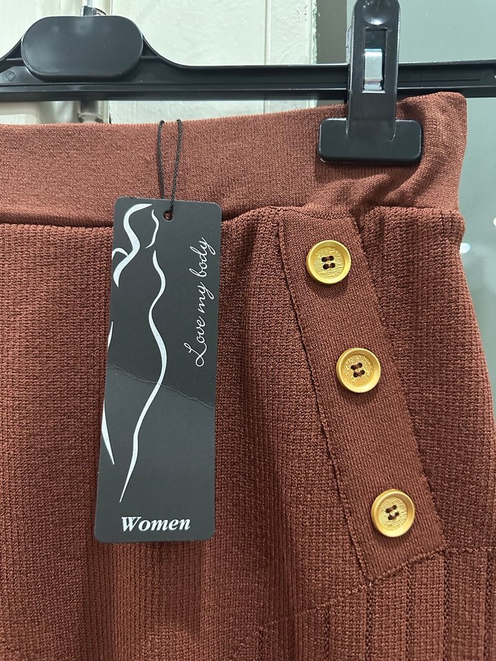 Adil Işık marka Düğmeli Kahverengi Uzun Triko Etek - Görsel 2