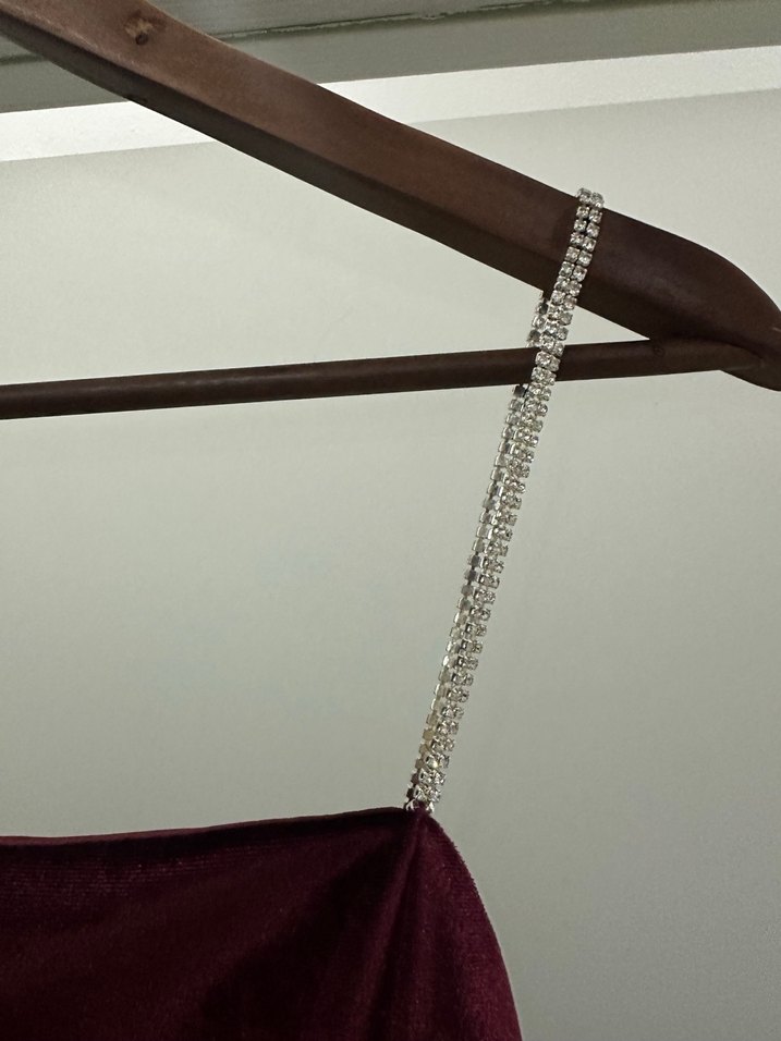 Bordo Drapeli Midi Straplez Kadın Abiye Elbise - Görsel 2