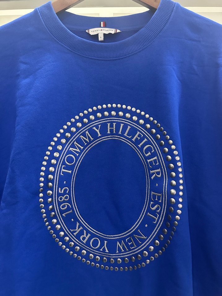 Mavi Payetli Tommy Hilfiger Sweatshirt - Görsel 2