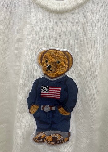 Polo Beyaz Nakışlı Kadın Triko Kazak - Görsel 3