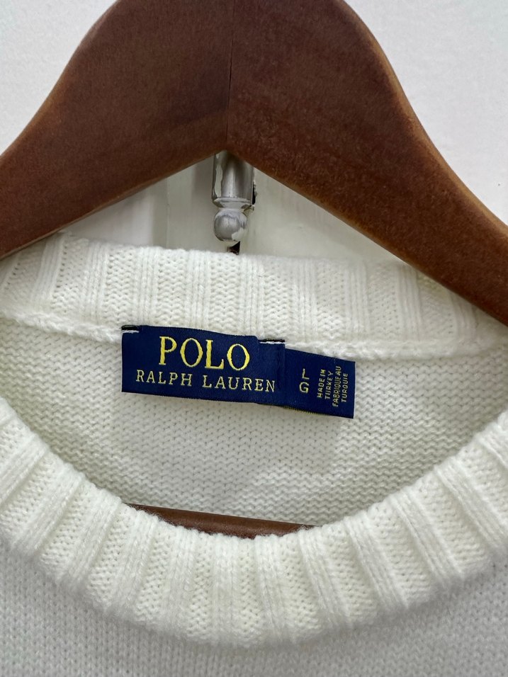 Polo Beyaz Nakışlı Kadın Triko Kazak - Görsel 5