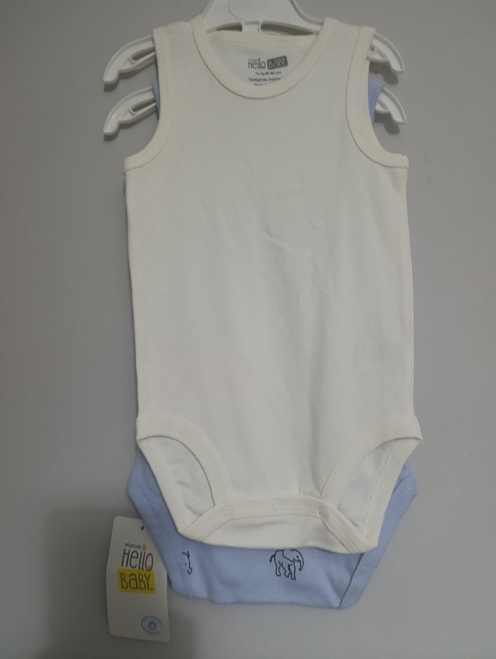 Mavi Baskılı Askısız Bebek Body 9 ay - Görsel 2