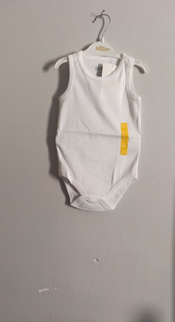 Kolsuz Beyaz Bebek Body 5 adet 1 yaş - Görsel 2