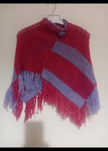 Renkli Örgü Kız Panço  6-7 yaş - Görsel 2