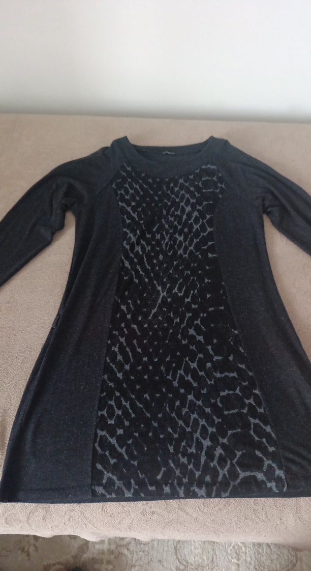 Siyah Yılan Desenli Uzun Kollu  Tunik l beden LC Waikiki - Görsel 2