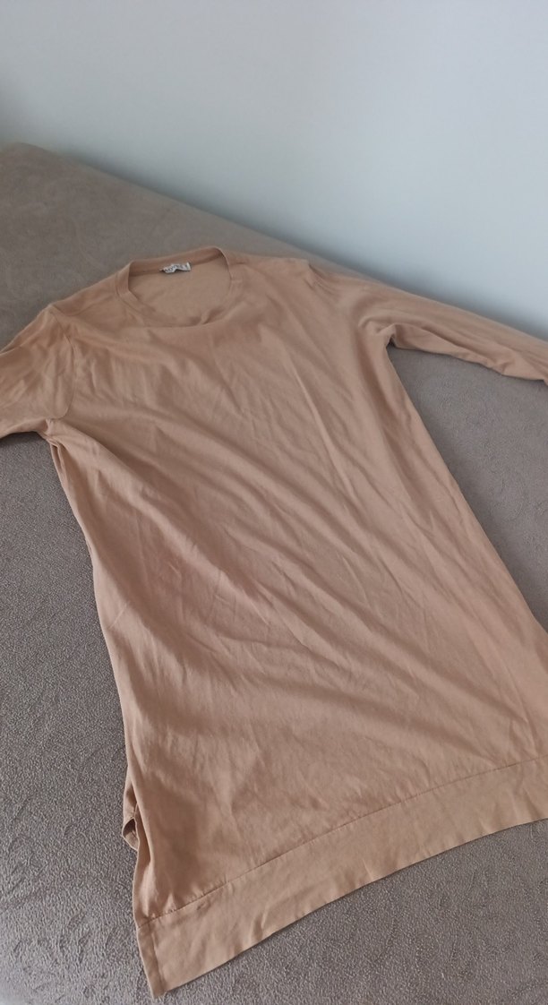 Bej Uzun Kollu Midi Tişört l-xlbeden - Görsel 2