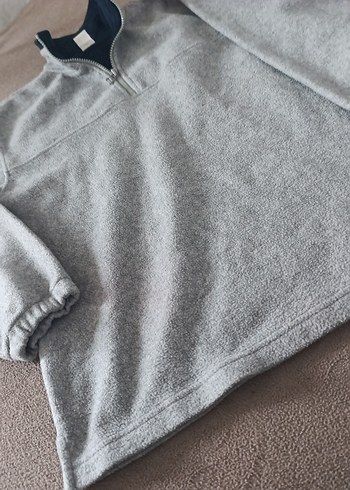 Gri Fermuarlı Erkek Polar Sweatshirt - Görsel 2