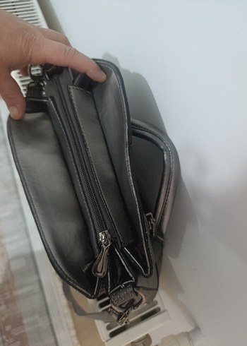 Gri Deri Yılan Desenli Tokalı Kadın Çanta - Görsel 3