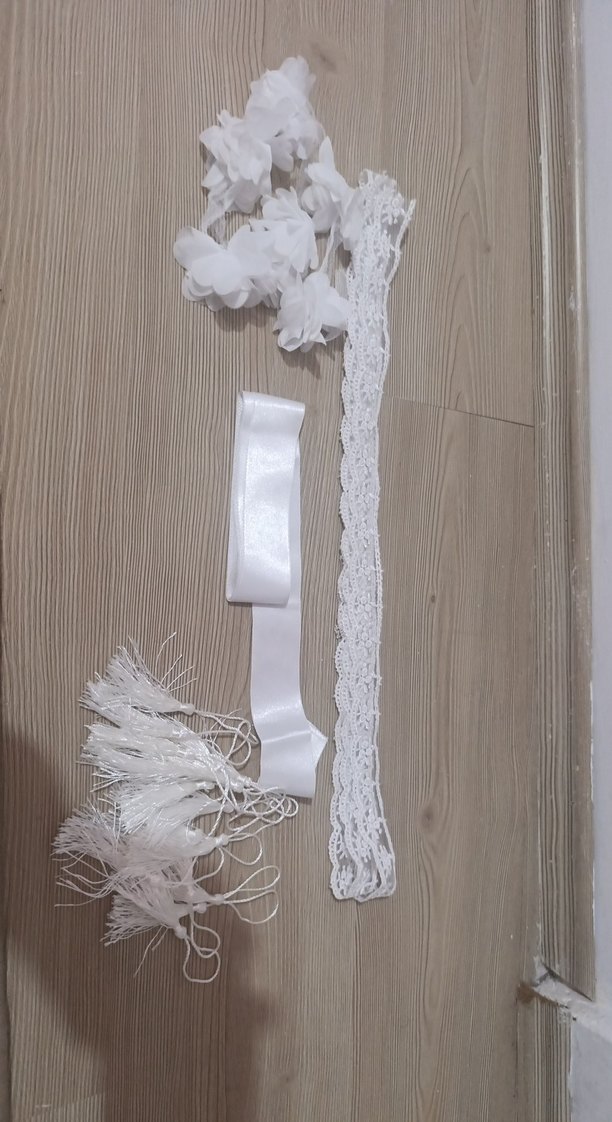 Bohem Beyaz Püsküllü Vintage Düğün Aksesuarı - Görsel 2