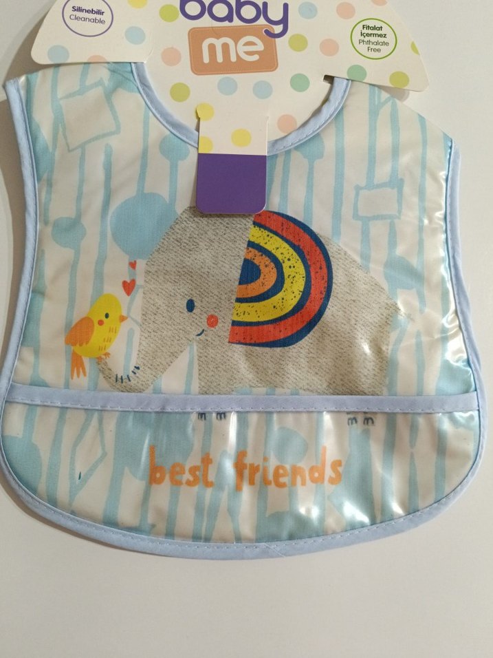 Fil ve Kuş Desenli Bebek Önlüğü - Görsel 2