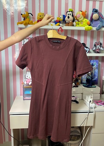 Bordo Kısa Kollu Hamile Elbisesi - Görsel 2