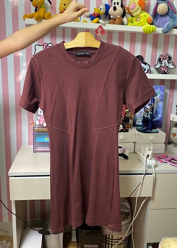 Bordo Kısa Kollu Hamile Elbisesi - Görsel 4