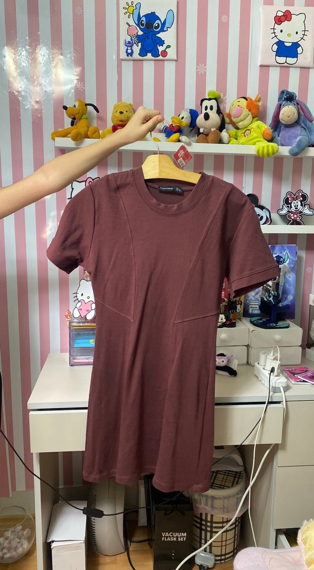 Bordo Kısa Kollu Hamile Elbisesi - Görsel 2