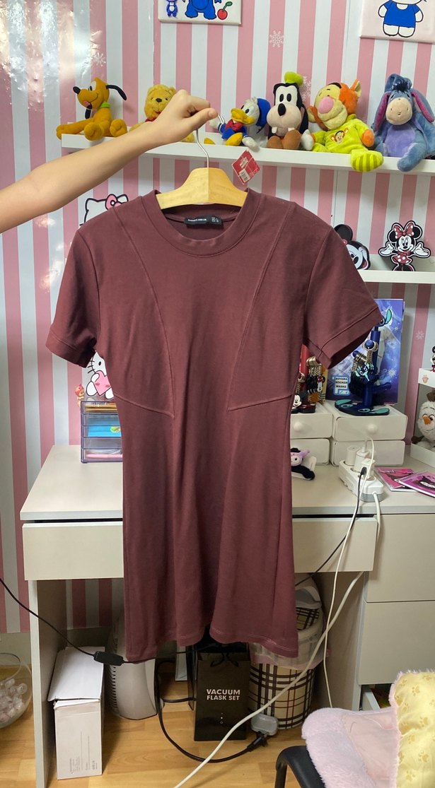 Bordo Kısa Kollu Hamile Elbisesi - Görsel 4