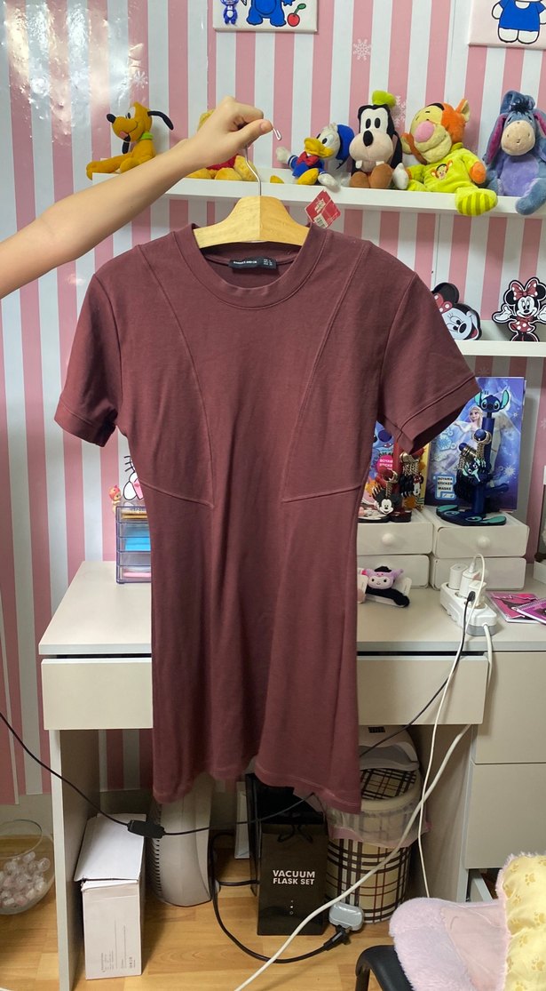 Bordo Kısa Kollu Hamile Elbisesi - Görsel 3